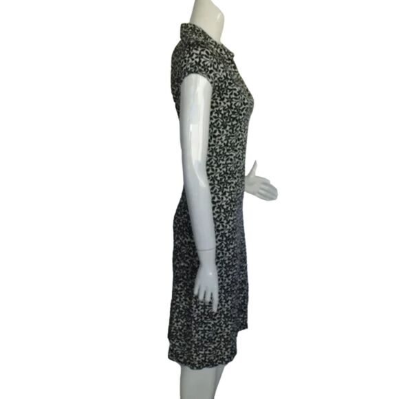 BANANA REPUBLIC Dress, S, Black/White Floral, Short sleeves, Career, v-neck - Picture 6 of 12